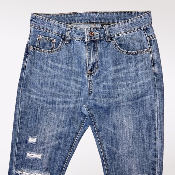 Akings Distressed Girlfriend Jeans Cropped Denim Petite Size 6 - Picture 2 of 6